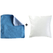 Housse blanche / azur et coussin