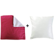 Housse blanche/ framboise et coussin