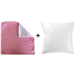 Housse blanche / rose et coussin