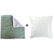 Housse blanche / vert océan et coussin