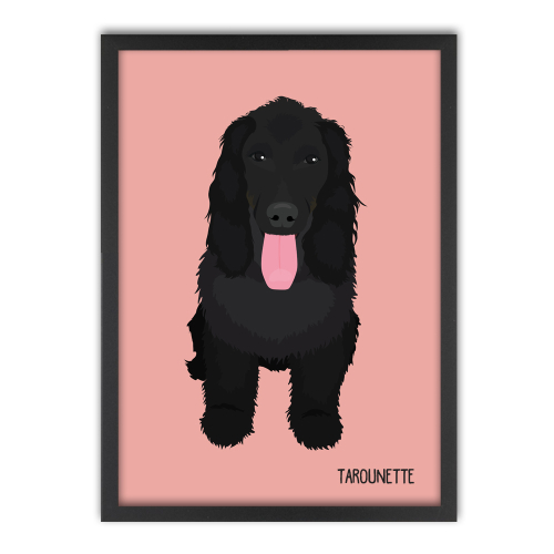 Tableau illustration animal chien cadre rose