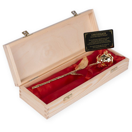 Coffret avec une rose er or 24 carats