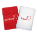 Deux serviettes pour la Saint Valentin blanche et rouge amour