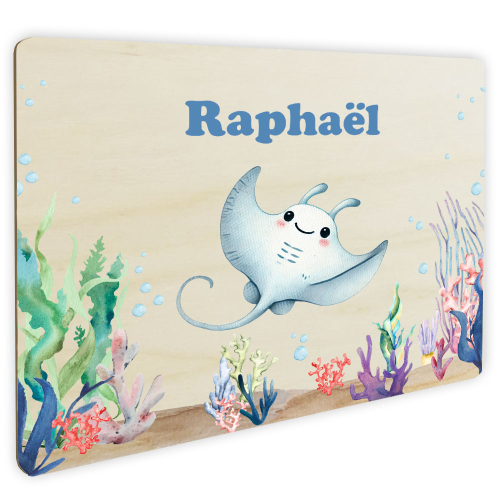 Plaque de porte pour chambre d'enfant Vie aquatique