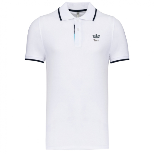 Polo sportswear manches courtes brodé blanc