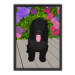 Tableau illustration animal chien cadre fleurs