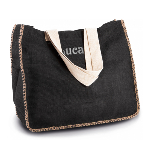 Sac en jute avec coutures apparentes noir