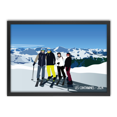 Portrait illustration moderne ski fond