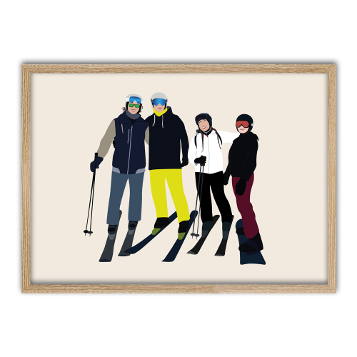 Portrait illustration moderne ski beige