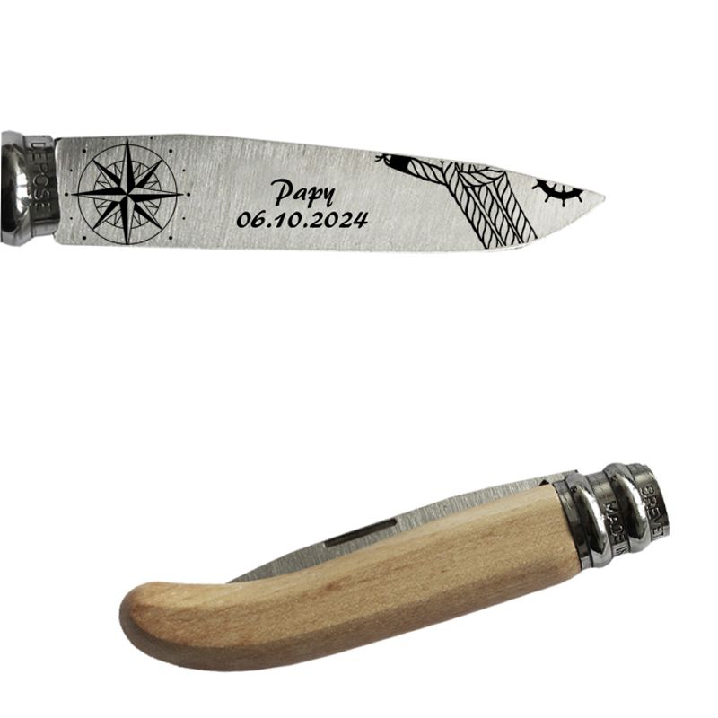 Couteau de poche gravé avec motifs